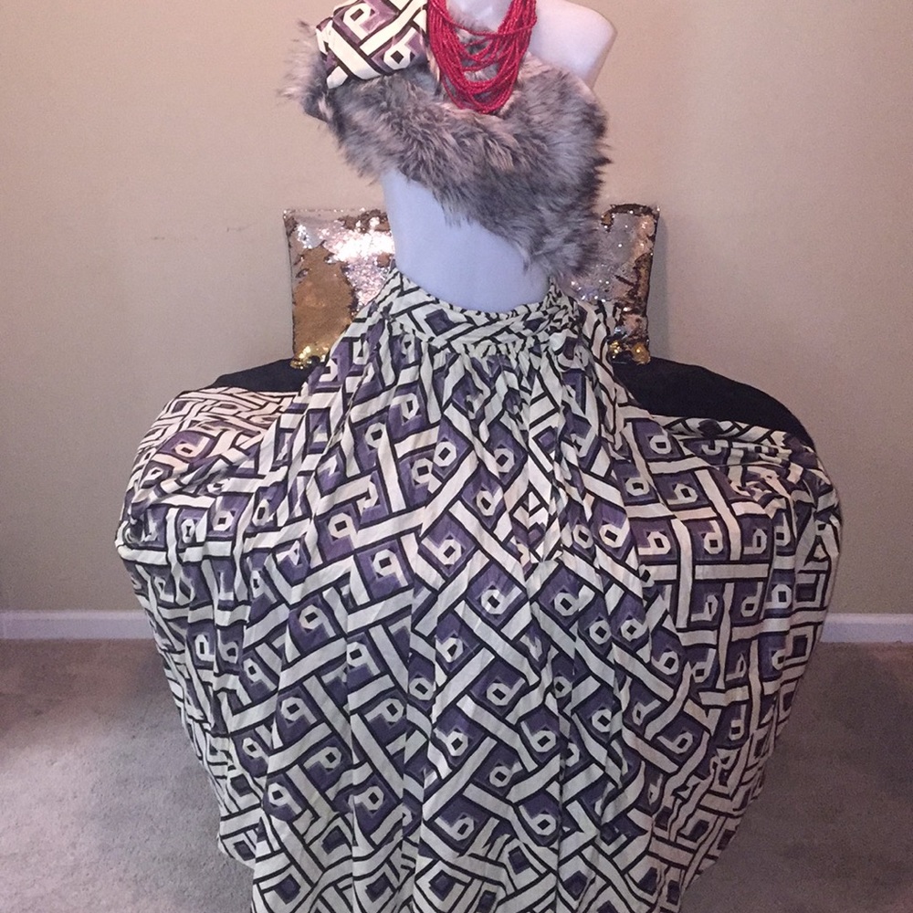 Authentic African Print Wax Skirt w/ Headwrap